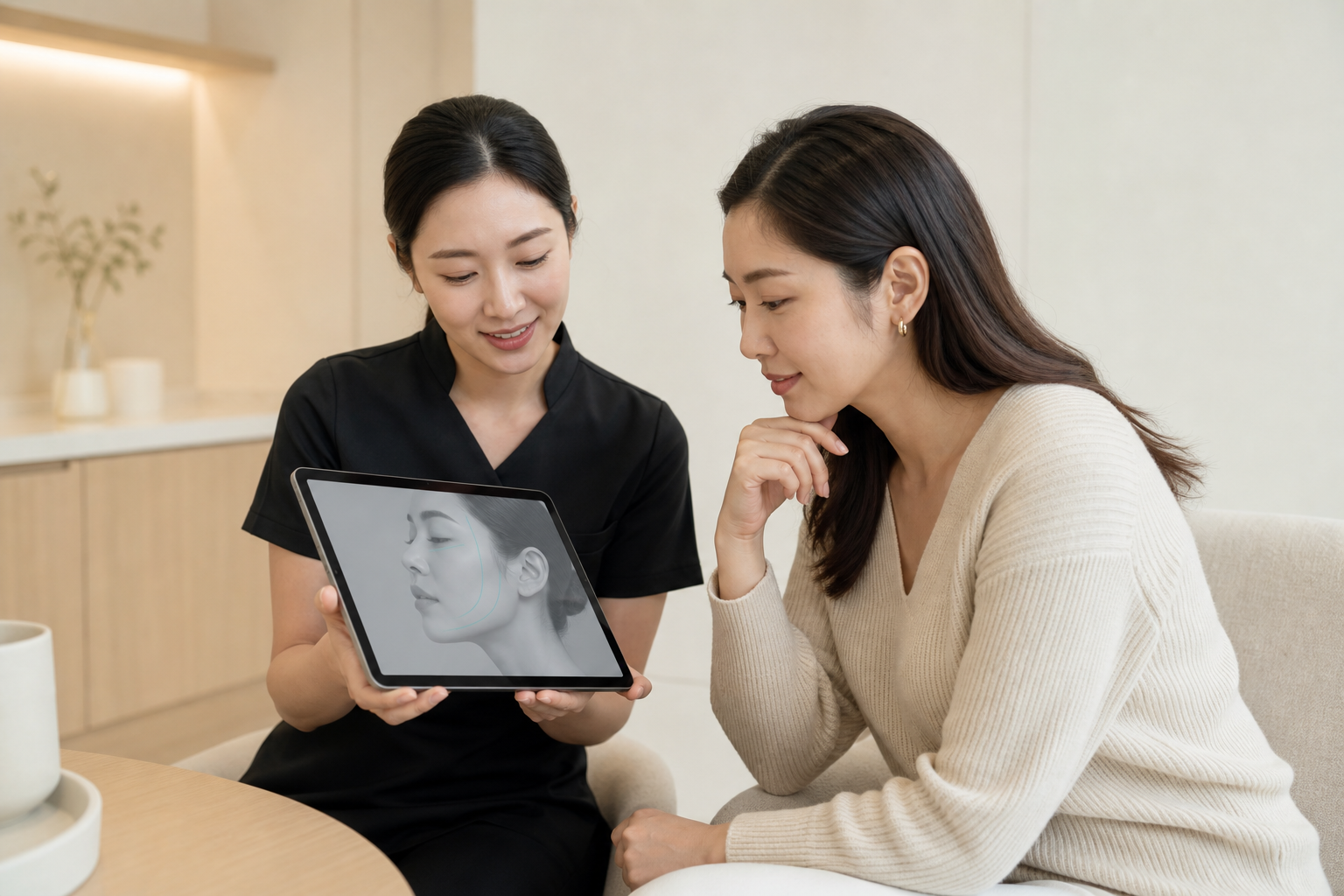 FaceMap 상담 기술 2: 얼굴 비대칭을 고객에게 설명하는 방법 관련 상담 워크플로우 이미지